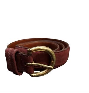Coach Vintage Nubuck Calfskin Eggplant Leather Belt Small With Brass